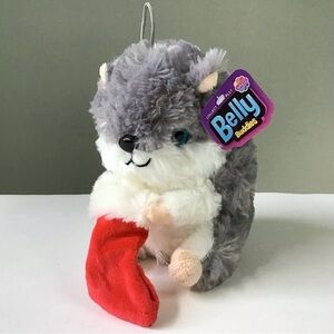 Hamster Plush 7” Stuffed Animal With Christmas Stocking Nanco Belly Buddies NWT